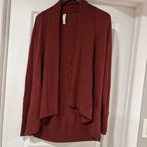 Athleta Women's XS Burgundy Open Front Waterfall Cardigan Sweater